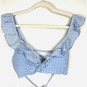 NWOT Aerie Cottagecore Peasant Prairie Romantic Ruffle Trim Gingham Bikini Top